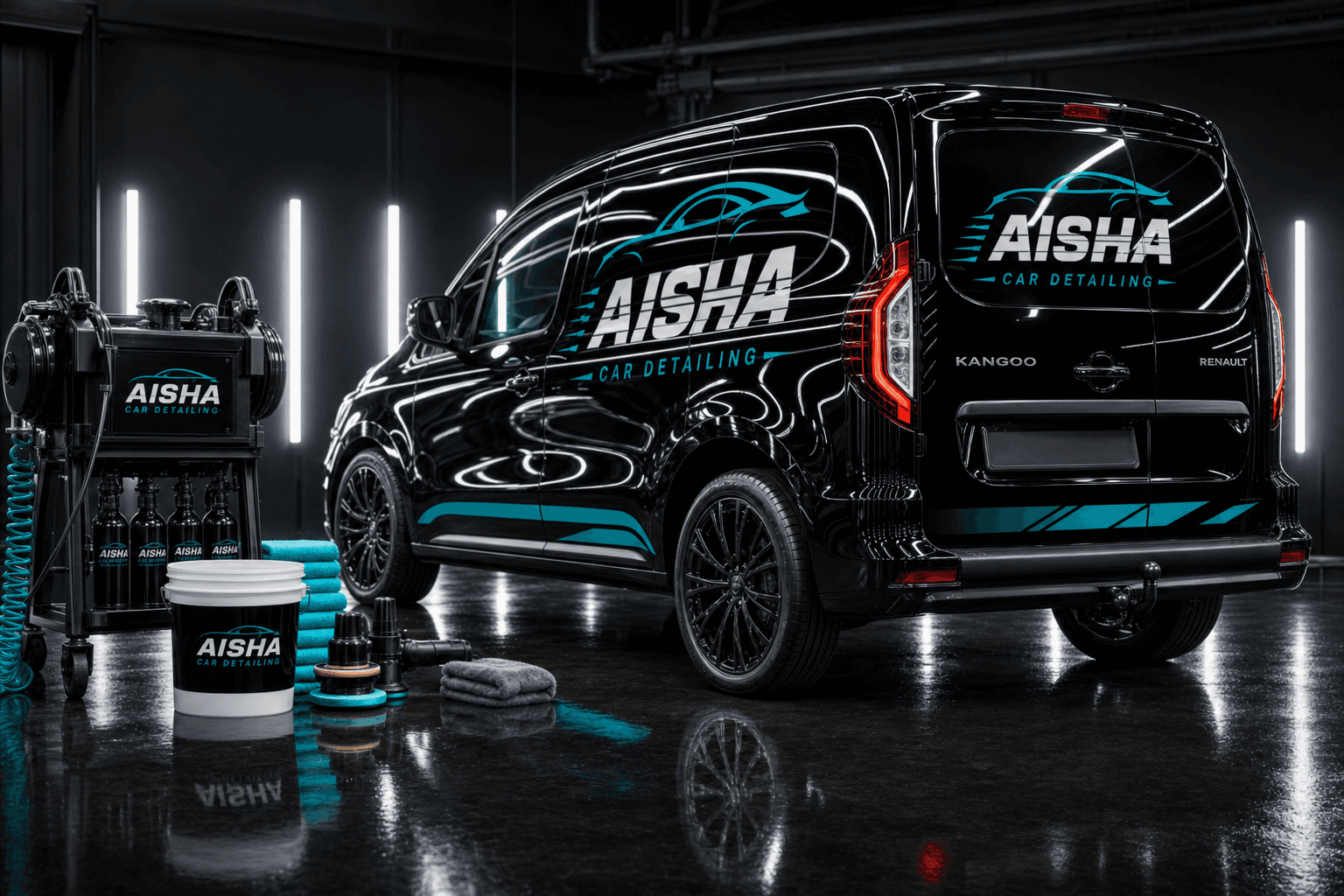 Renault Kangoo negra ploteada Aisha Car Detailing
